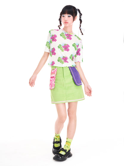 Grapes Fruit Mesh Short-Sleeve Top