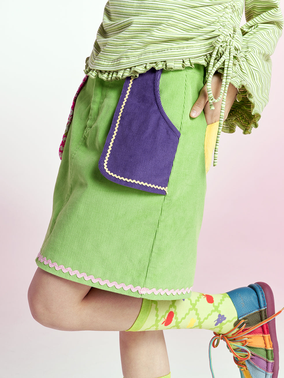 Heart Patchwork Corduroy Skirt