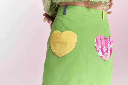 Heart Patchwork Corduroy Skirt