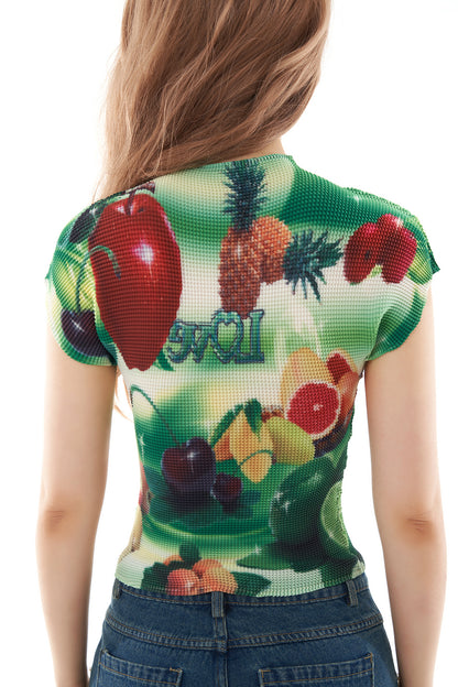 Pineapple Grapefruit Pleated Top