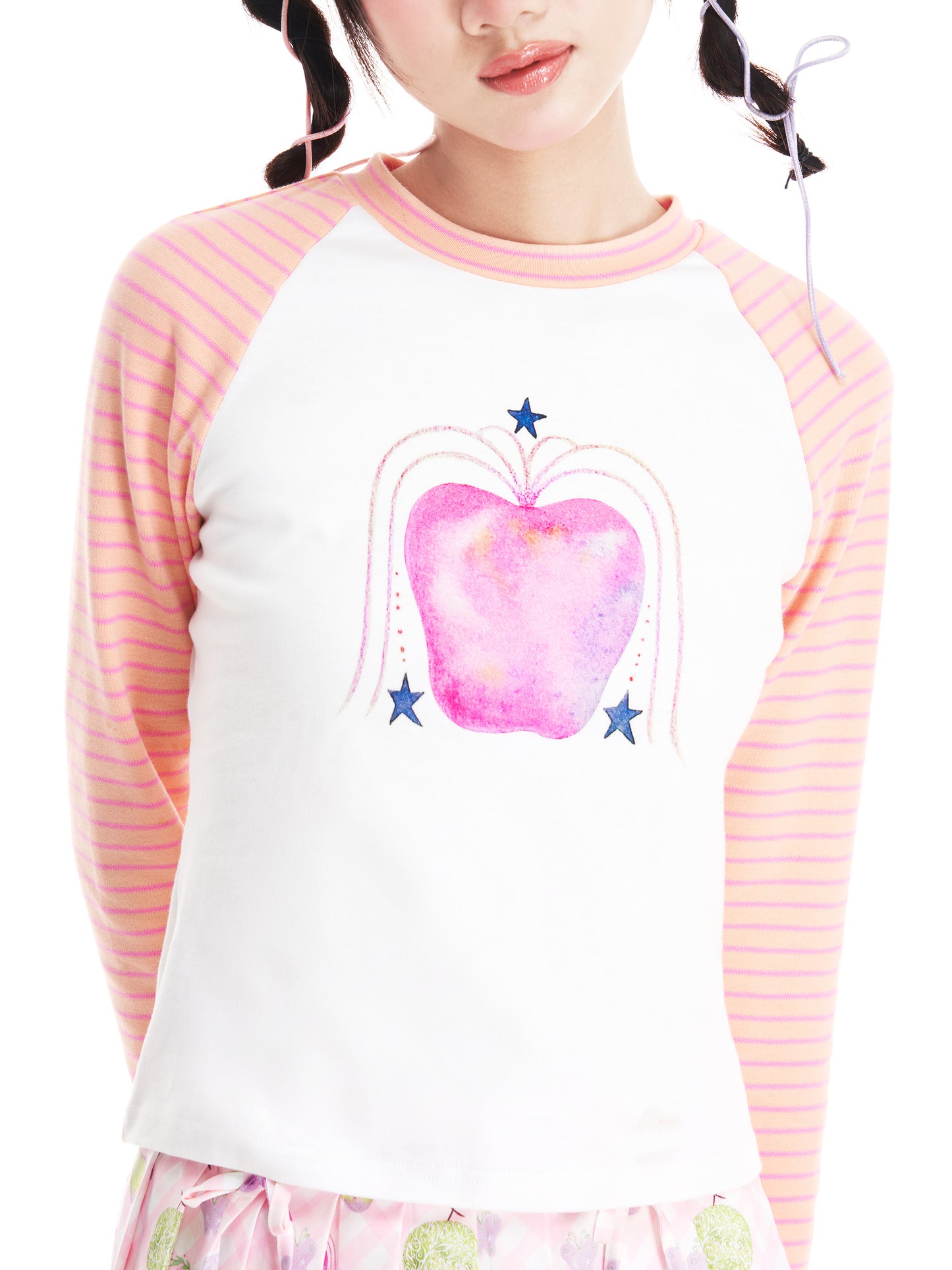 Pink Apple Striped Long Sleeve Shirt