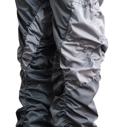 Grey Contrast Panel Drawstring Cargo Pants