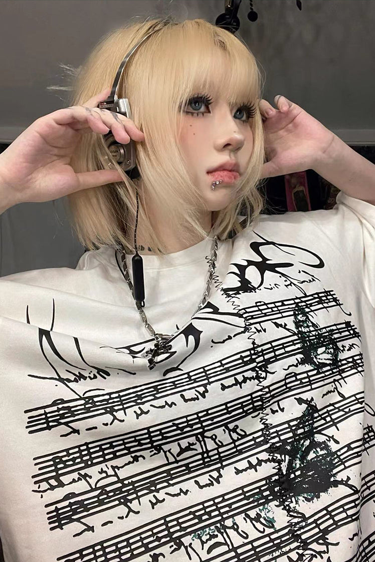 Music Note Distressed T-Shirt