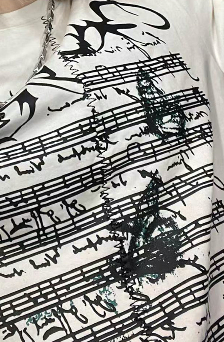 Music Note Distressed T-Shirt