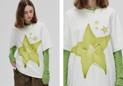 Green Star Fruit Graphic T-Shirt