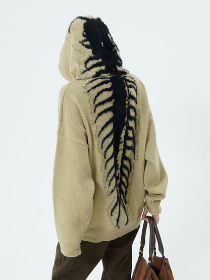 Grunge Spine Oversize Knit Hoodie