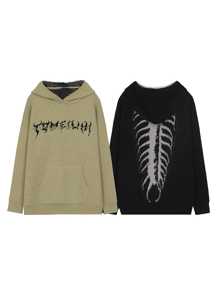 Grunge Spine Oversize Knit Hoodie