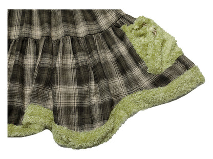 Kawaii Bunny Grass Plaid Dress