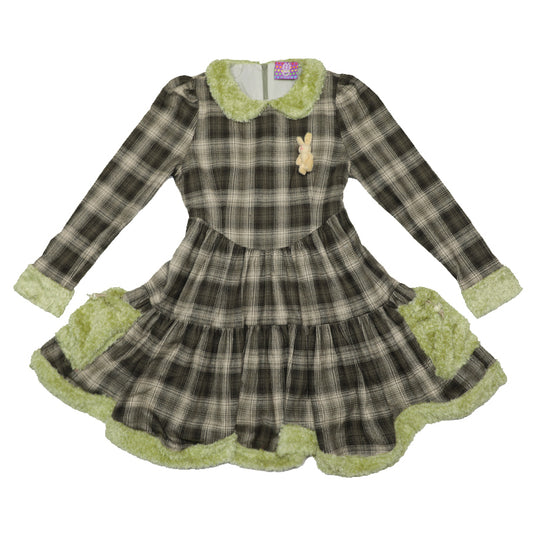 Kawaii Bunny Grass Plaid Dress