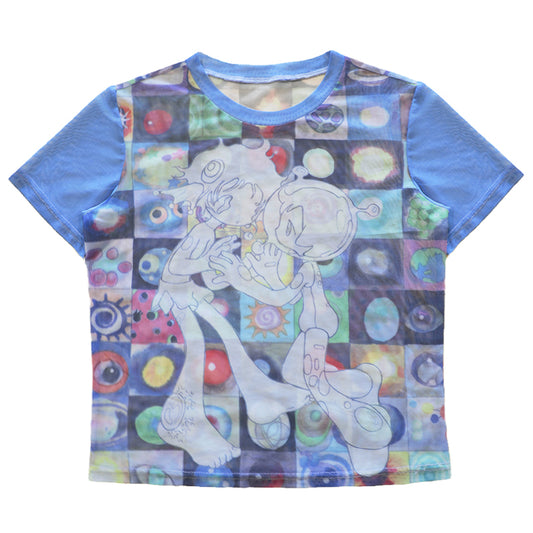 Hashtag DDD x Oliwa Dreamcore Illustration Circle Mesh Shirt