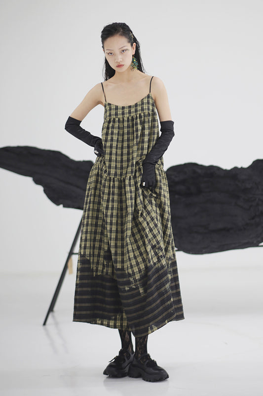 Plaid Ink Maxi Cami Dress