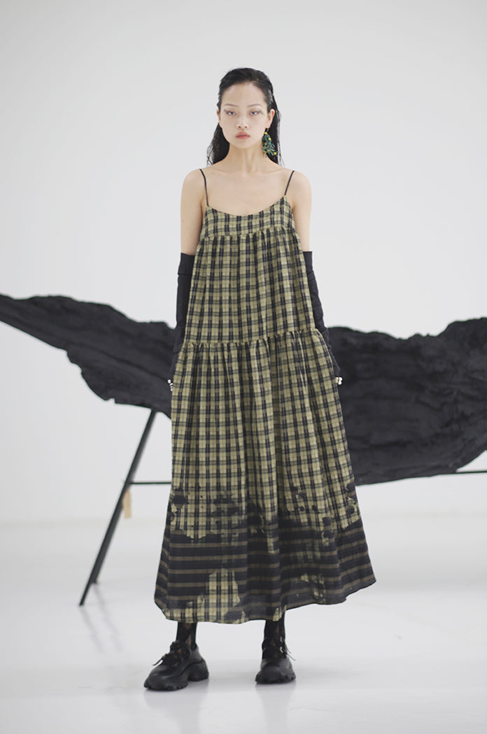 Plaid Ink Maxi Cami Dress