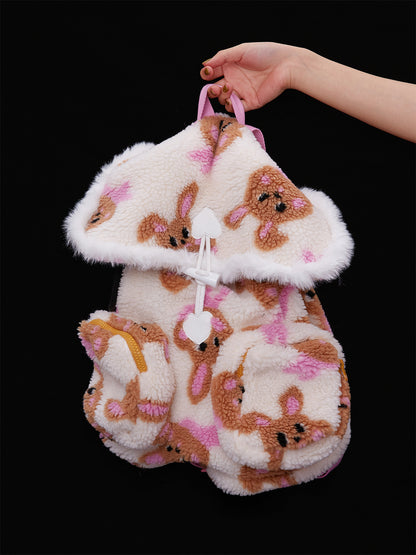 Kawaii Bunny Rabbit Print Fluffy Backpack