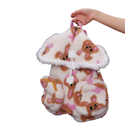 Kawaii Bunny Rabbit Print Fluffy Backpack