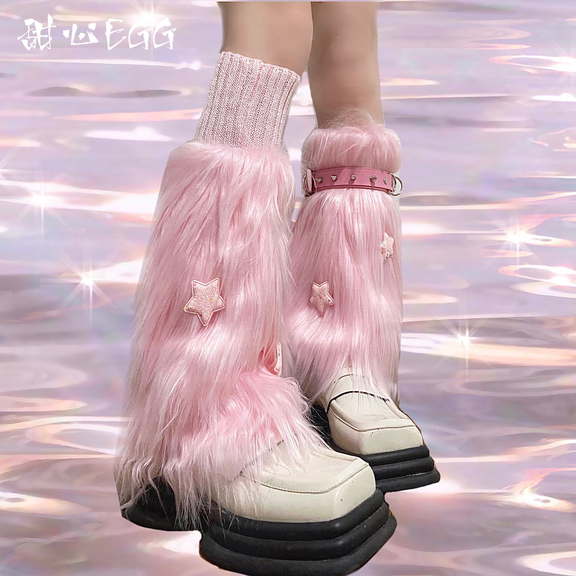 kawaii-pink-fur-stars-leg-warmers