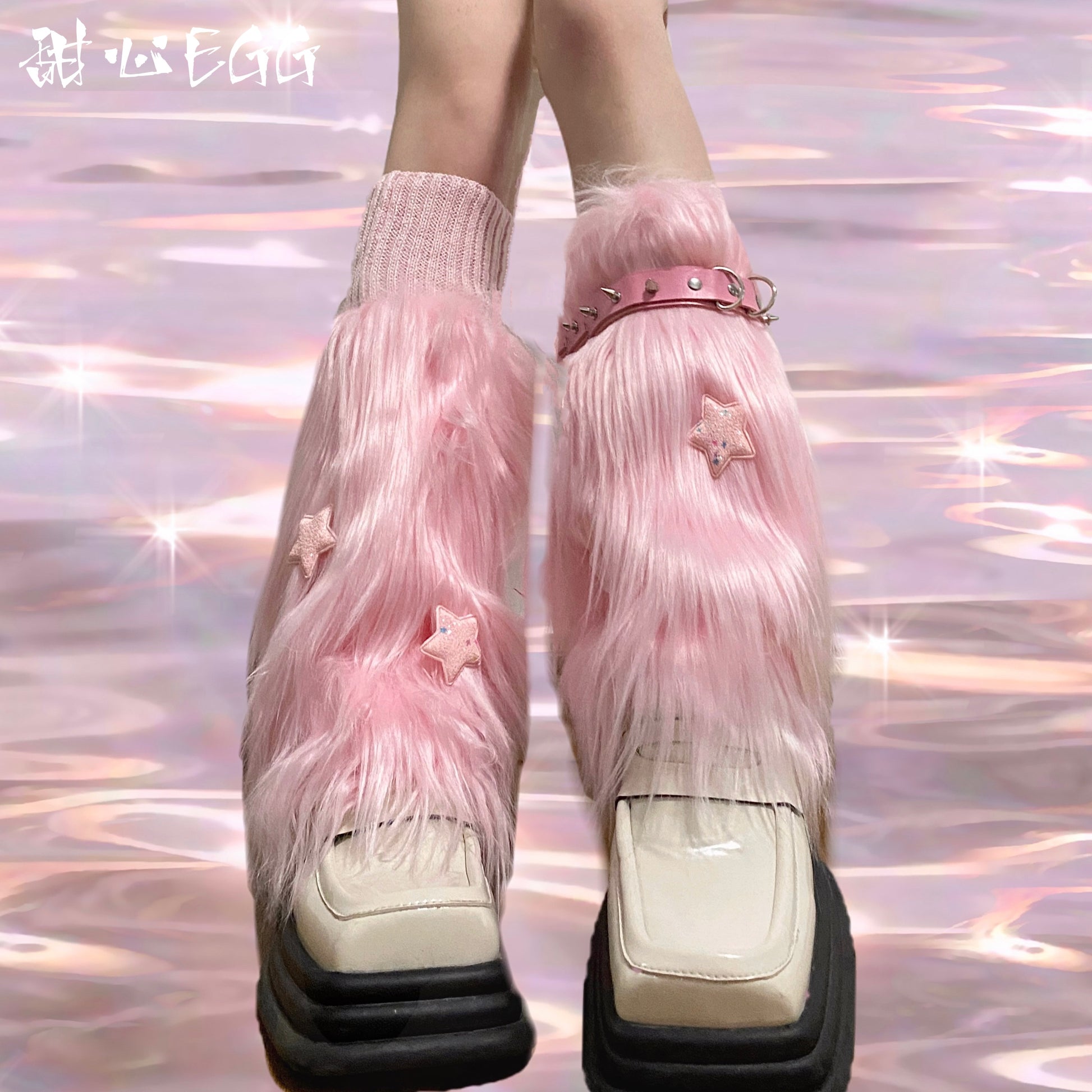 kawaii-pink-fur-stars-leg-warmers