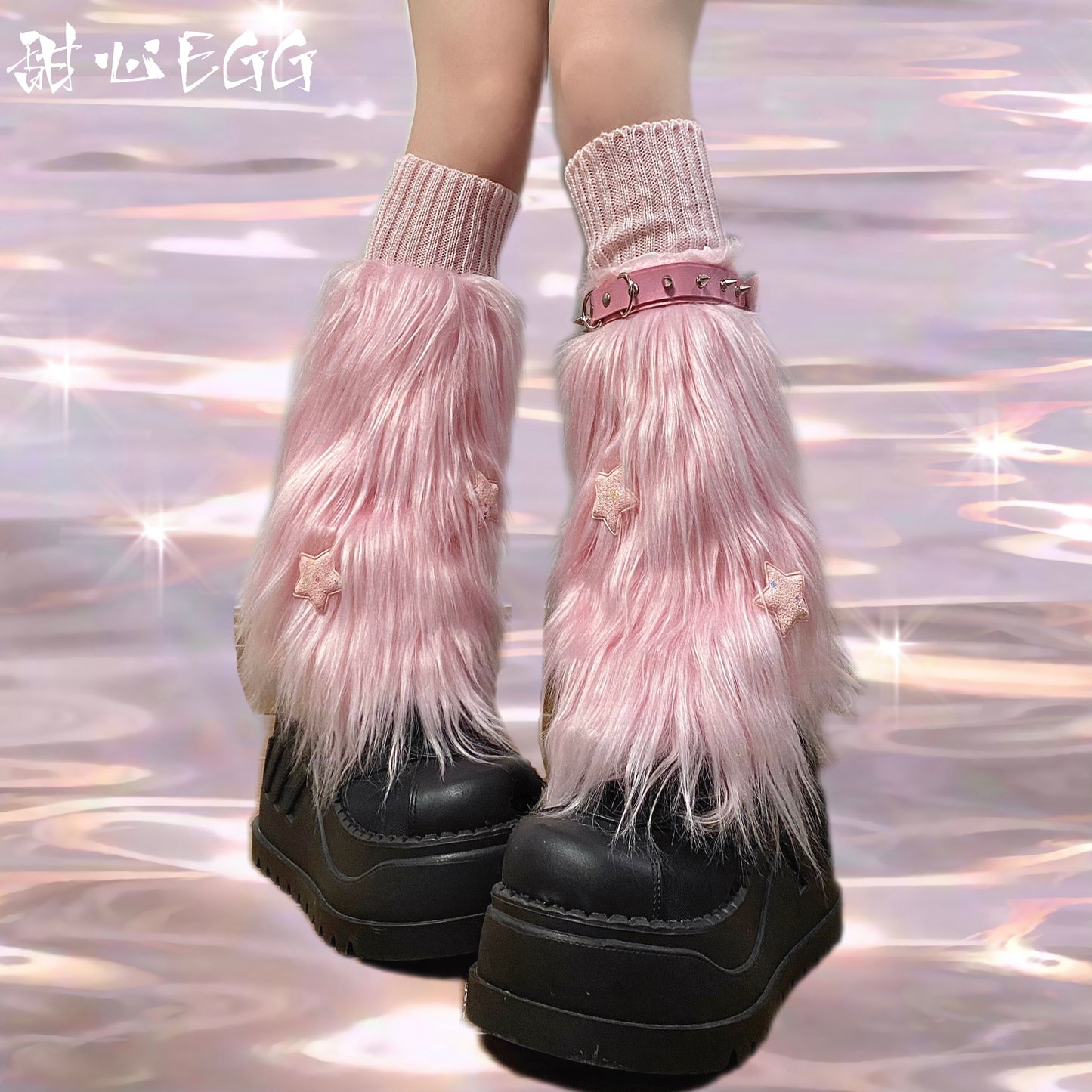 kawaii-pink-fur-stars-leg-warmers