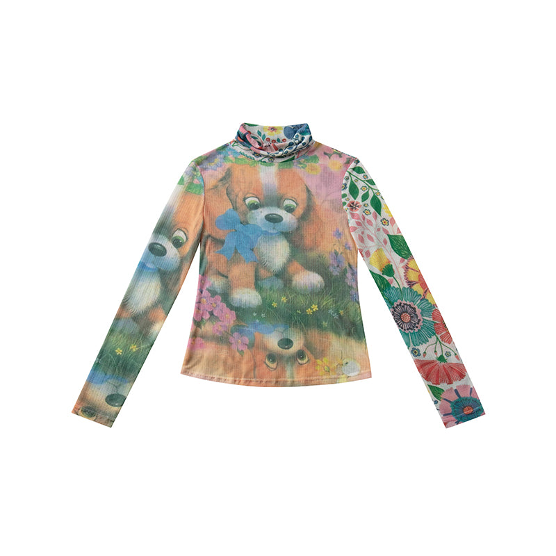 leele-puppy-floral-print-turtleneck-top