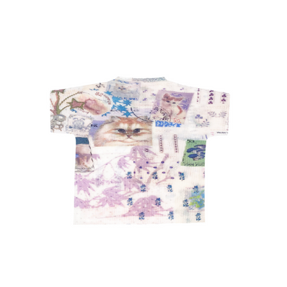 Kitty Cat Postage Bamboo Pleated Top