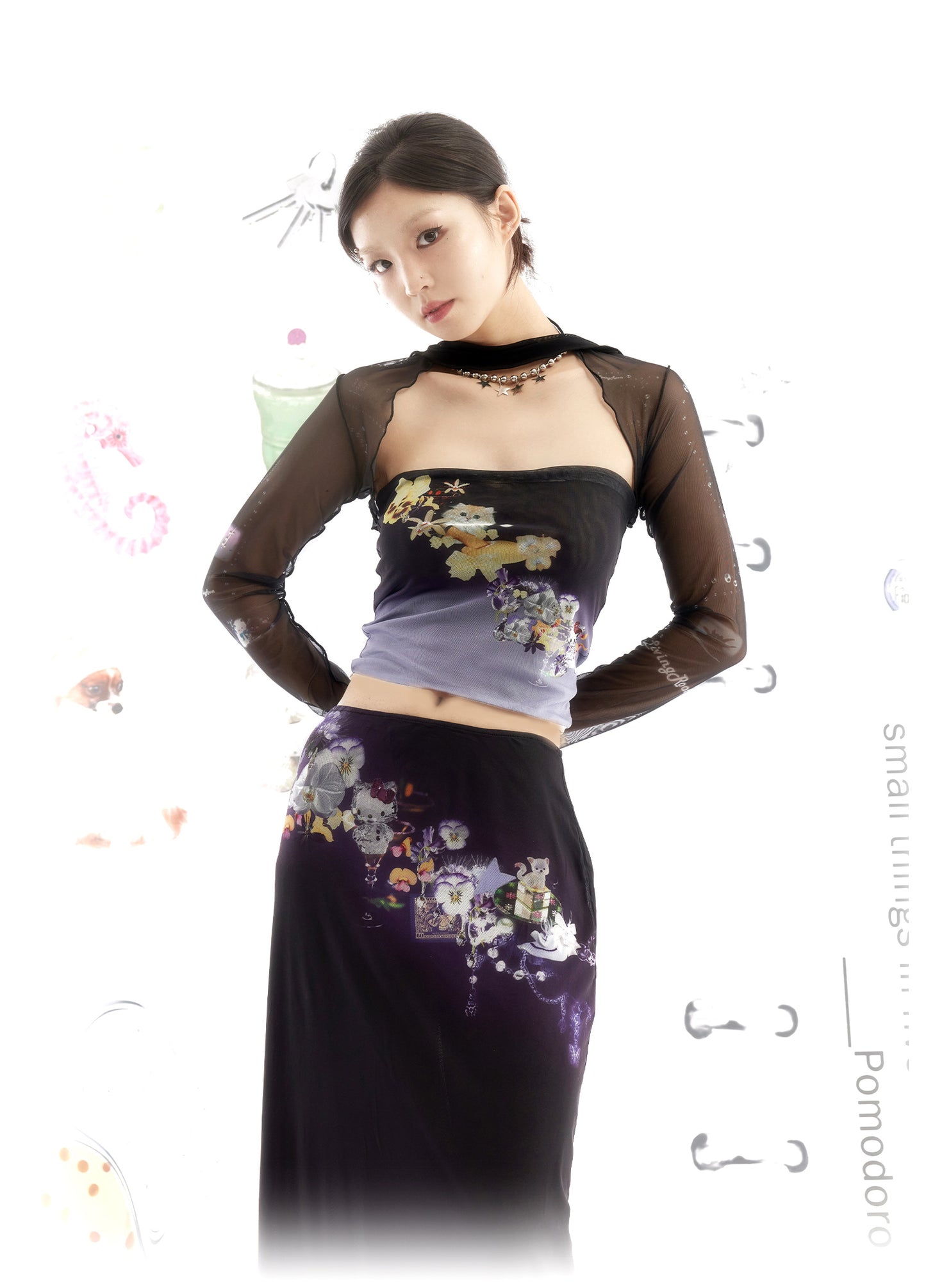 glitch-cupids-livingroom-kitty-cat-purple-gradient-floral-halter-top