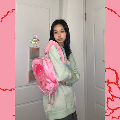 Pink Fluffy Heart-Shape Telephone Bag