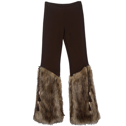 Retro Gyaru Detachable Fur Flared Pants