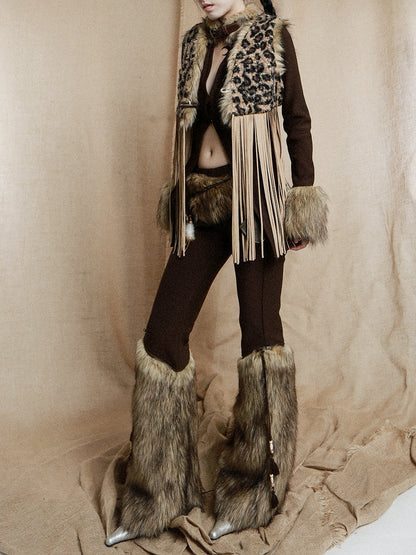 Retro Gyaru Detachable Fur Flared Pants