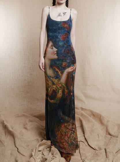 Romantic Portrait Maxi Dress