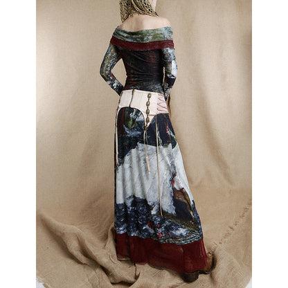 Victorian Off Shoulder Portrait Maxi Dress