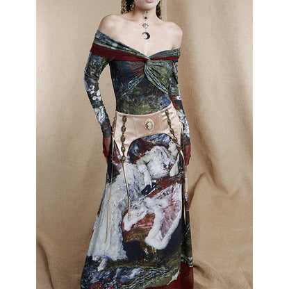 Victorian Off Shoulder Portrait Maxi Dress