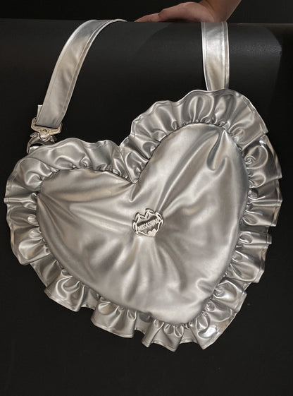 Silver Heart Pillow Bag