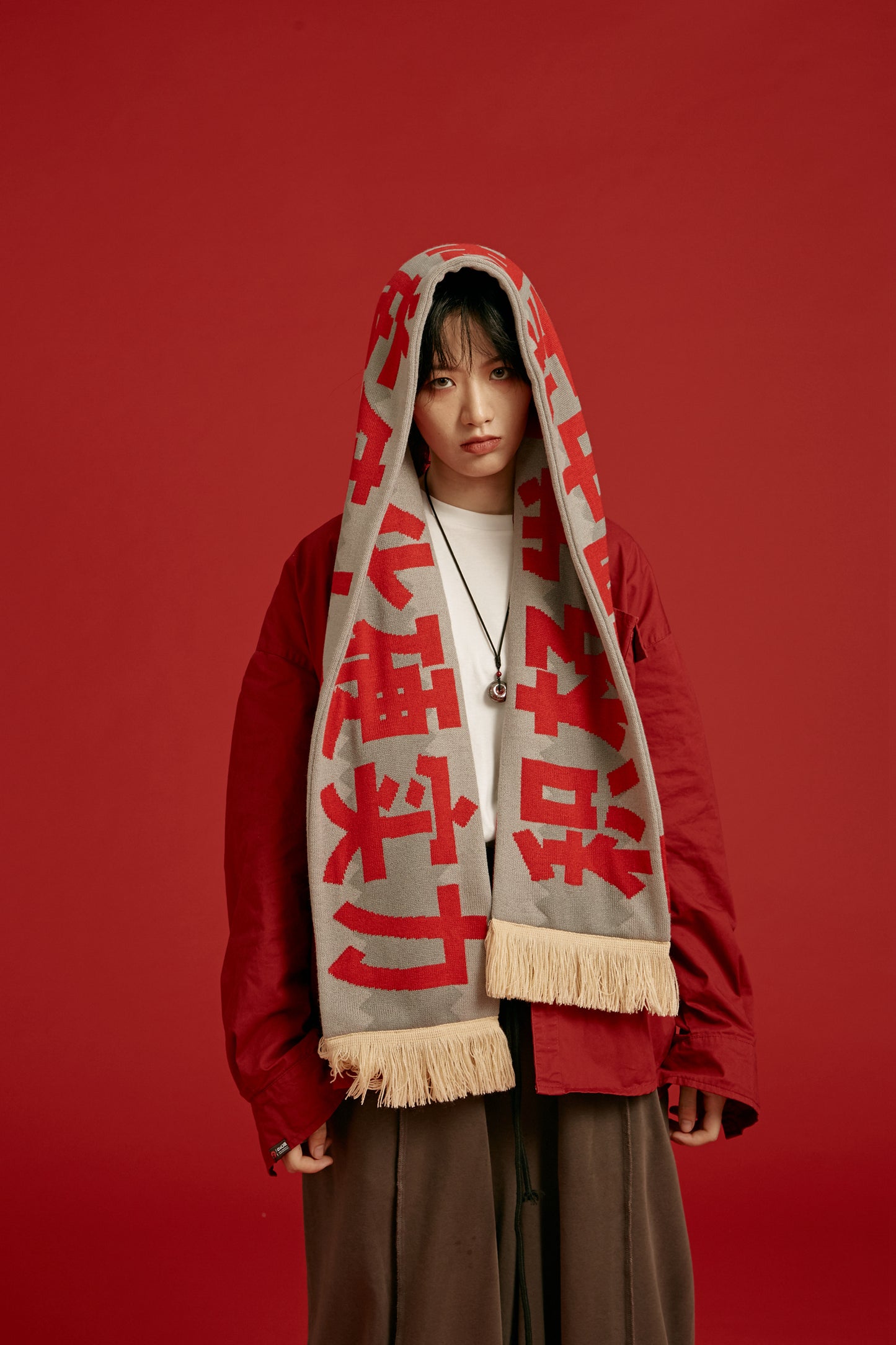 OSCill Culture Hard Power Slogan Knit Scarf