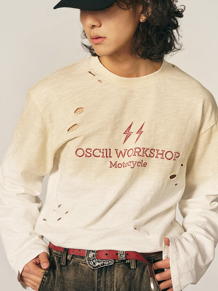 OSCill Workshop Mud Dye Distressed Long Sleeve Shirt