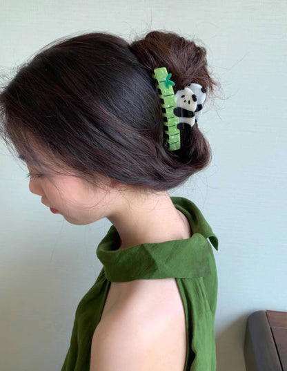 Panda Bamboo Hair Clip