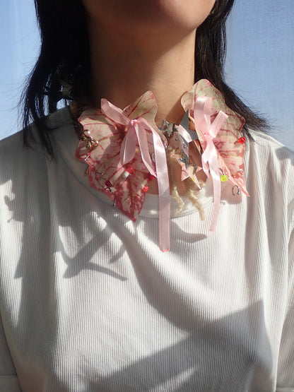 Tropical Pink Leaves Handmade Necklace (Made to Order)