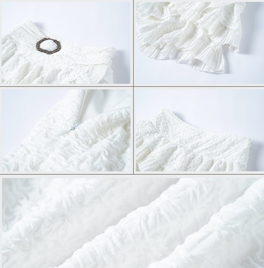 Fairy White Asymmetric Layered Ruffle Skirt