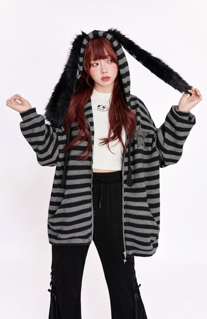 striped-oversize-long-bunny-ear-hoodie