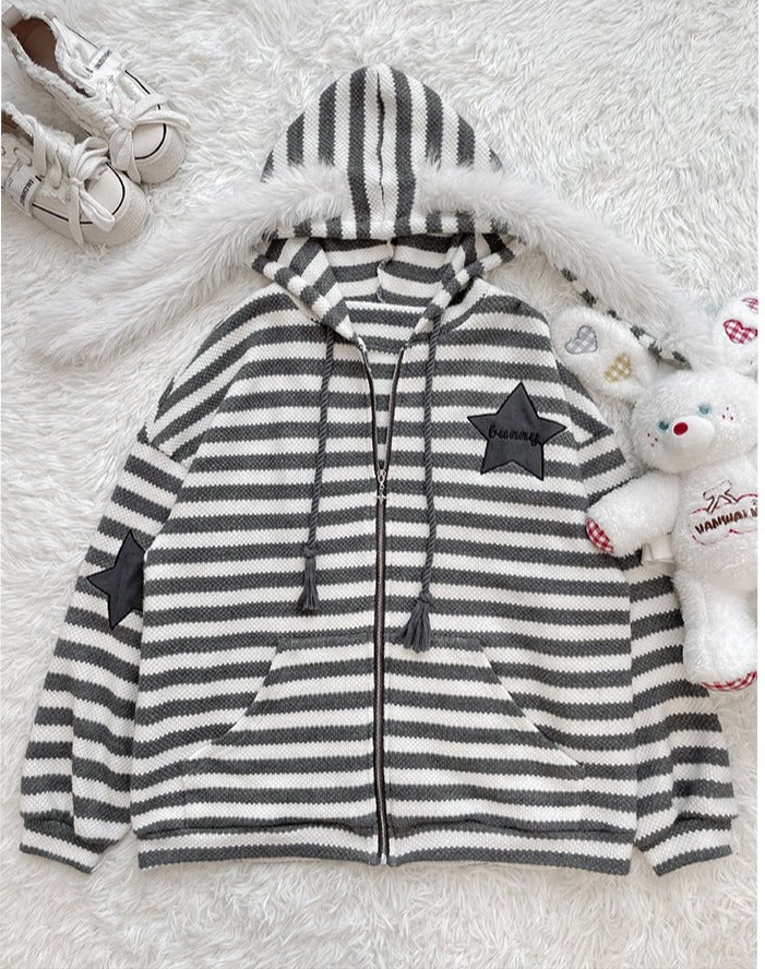 striped-oversize-long-bunny-ear-hoodie