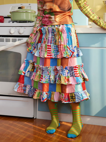 Cake Layered Patchwork Skirt