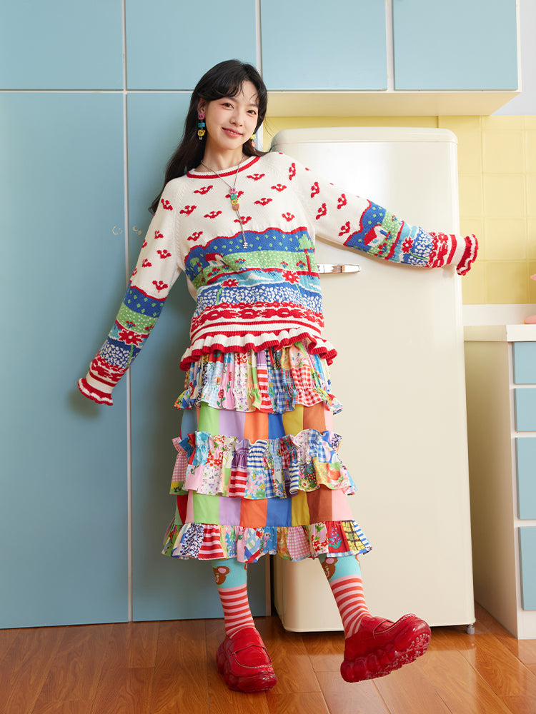 Cake Layered Patchwork Skirt