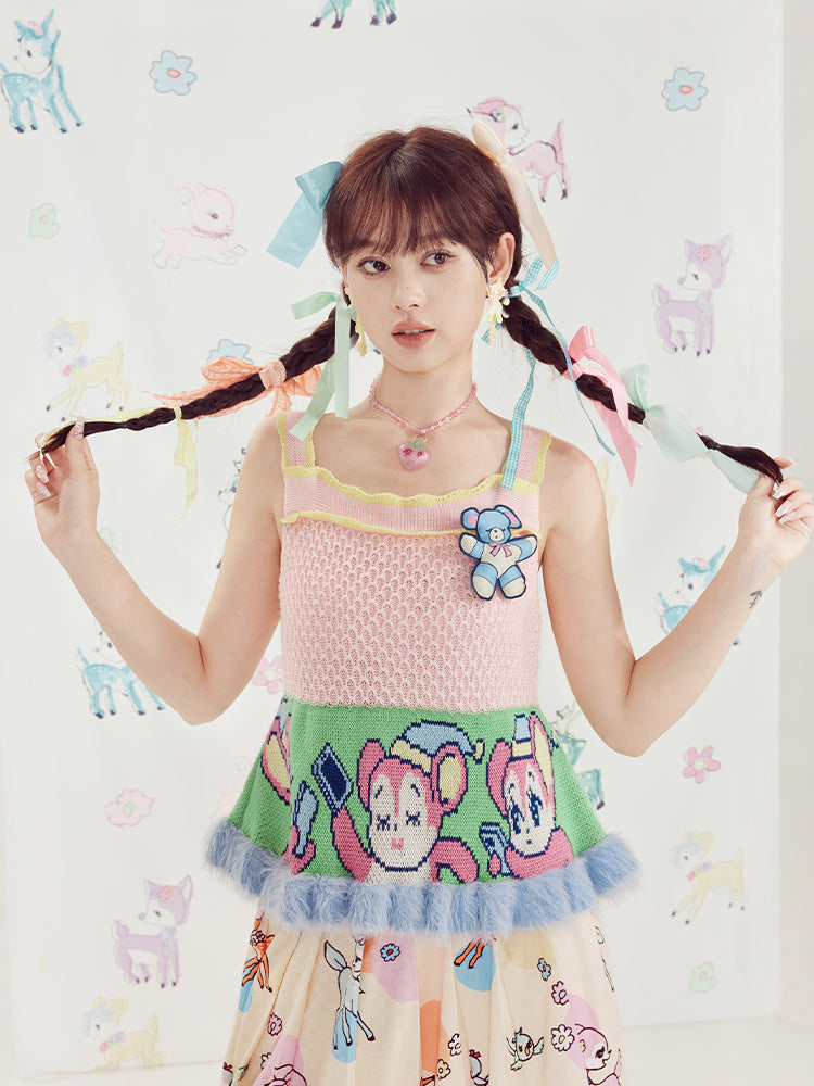 Kawaii Eepy Bear Knit Tank Top