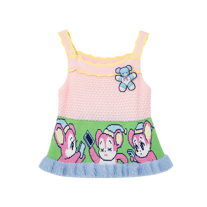 Kawaii Eepy Bear Knit Tank Top