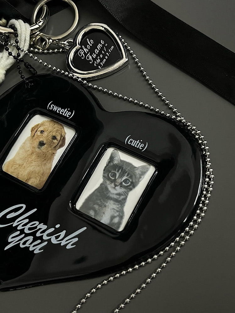 Heart-Shape Cat Album Trinket Key Charm