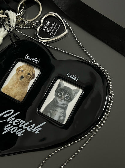 Heart-Shape Cat Album Trinket Key Charm