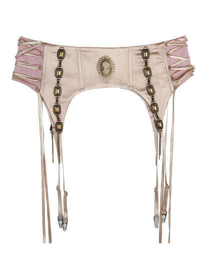 Victorian Lace-Up Satin Garter Belt Glitch Cupids Victorian Lace-Up Satin Garter Belt Glitch Cupids