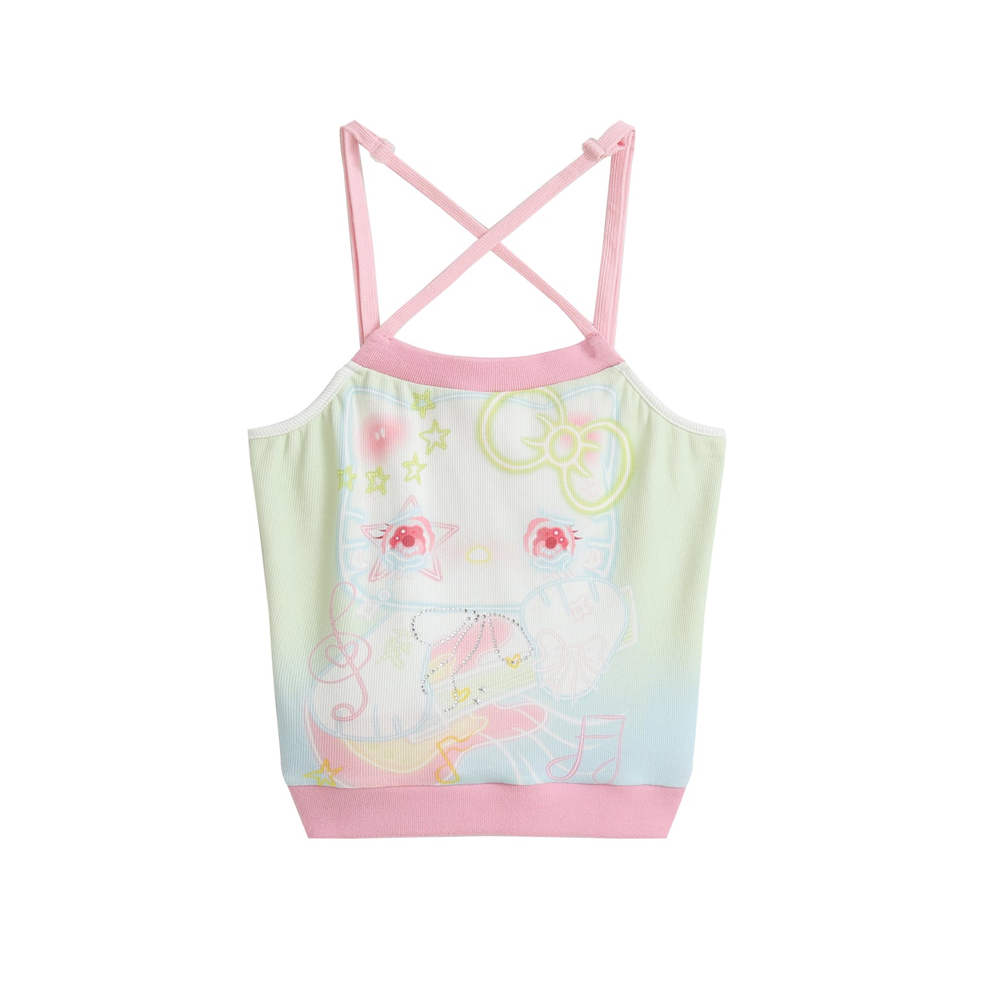 Crying Kitty Print Cami Top