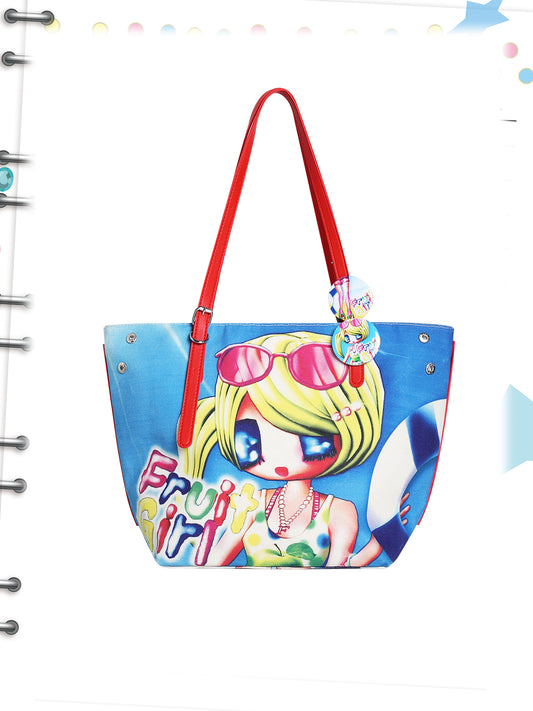Fruit Girl Beach Canvas Tote Bag