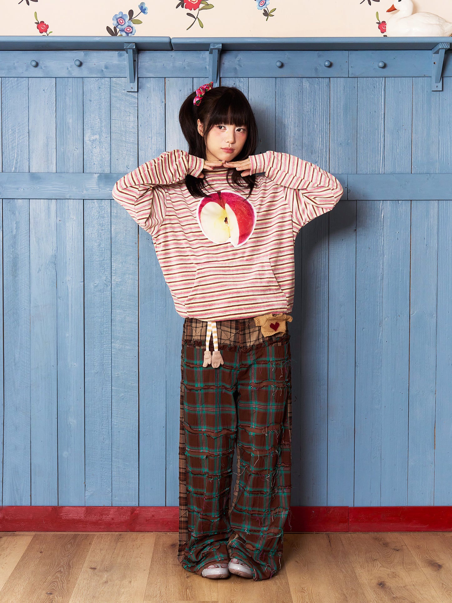 Fruits Collage Plaid Tassel Pants