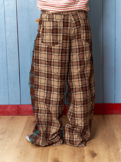 Fruits Collage Plaid Tassel Pants