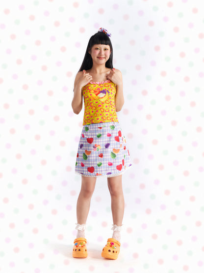 Fruits Candy Lace Plaid Skirt